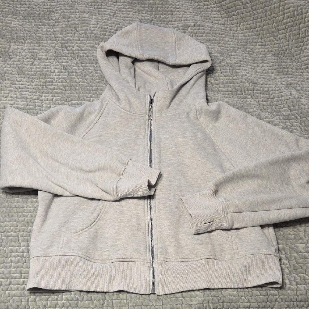 Gray Zip-Up Cropped Hoodie